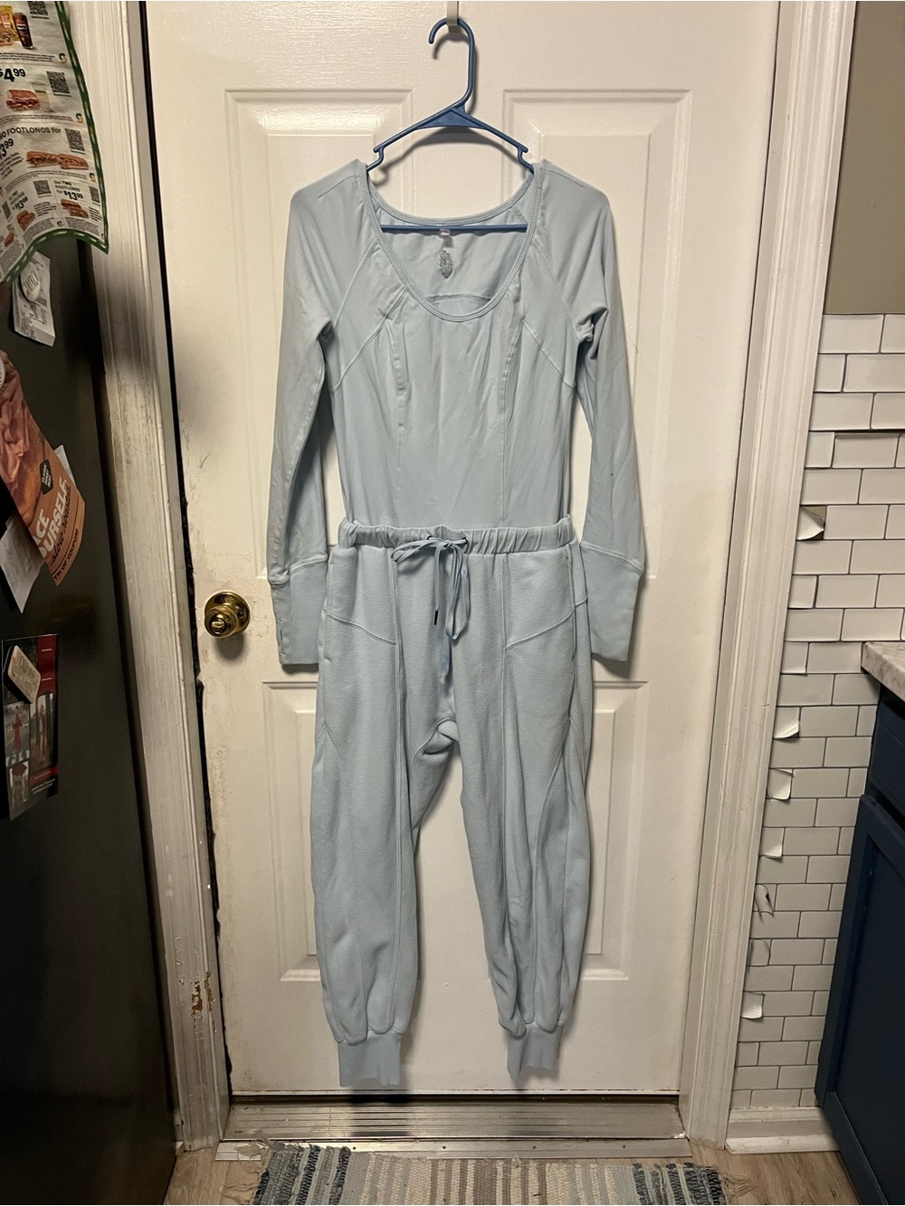 FP Movement by Free People Make it Count Light Blue Drawstring Jumpsuit size S